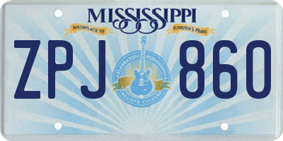 MS license plate ZPJ860