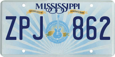MS license plate ZPJ862