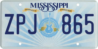 MS license plate ZPJ865
