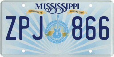 MS license plate ZPJ866