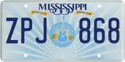 MS license plate ZPJ868