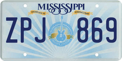MS license plate ZPJ869