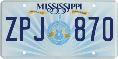 MS license plate ZPJ870