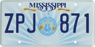 MS license plate ZPJ871