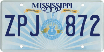 MS license plate ZPJ872