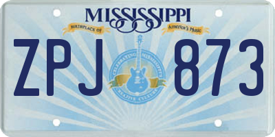 MS license plate ZPJ873