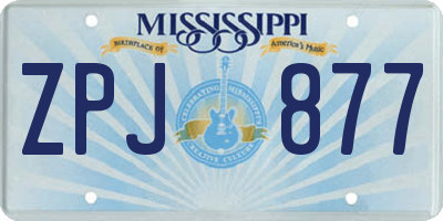 MS license plate ZPJ877