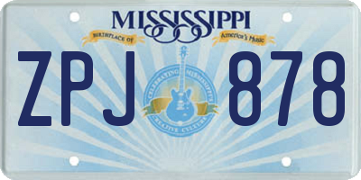 MS license plate ZPJ878