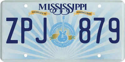 MS license plate ZPJ879
