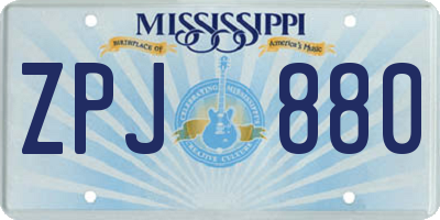 MS license plate ZPJ880