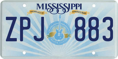 MS license plate ZPJ883