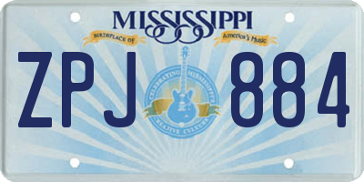 MS license plate ZPJ884