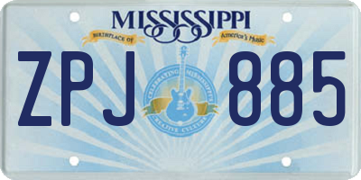 MS license plate ZPJ885