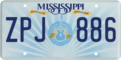 MS license plate ZPJ886