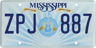 MS license plate ZPJ887