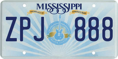 MS license plate ZPJ888
