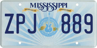 MS license plate ZPJ889