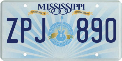 MS license plate ZPJ890