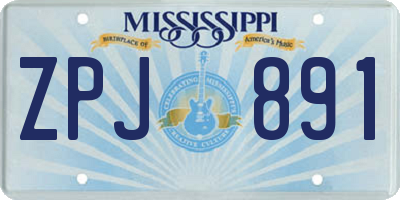 MS license plate ZPJ891