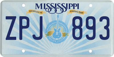 MS license plate ZPJ893