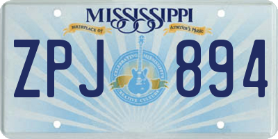 MS license plate ZPJ894