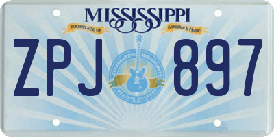 MS license plate ZPJ897