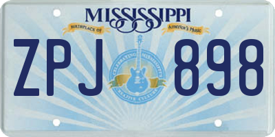 MS license plate ZPJ898