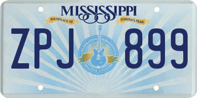 MS license plate ZPJ899