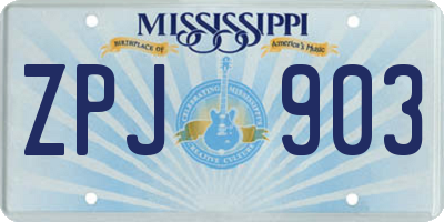MS license plate ZPJ903