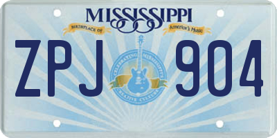 MS license plate ZPJ904