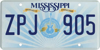 MS license plate ZPJ905