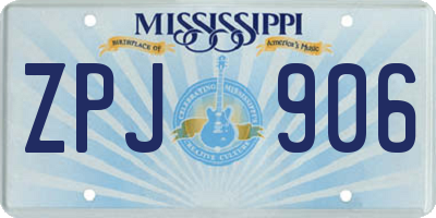 MS license plate ZPJ906