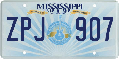 MS license plate ZPJ907