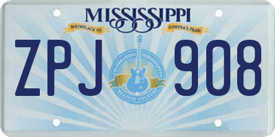 MS license plate ZPJ908