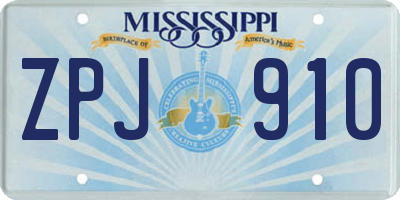 MS license plate ZPJ910