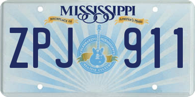 MS license plate ZPJ911