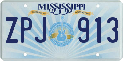 MS license plate ZPJ913