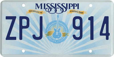 MS license plate ZPJ914