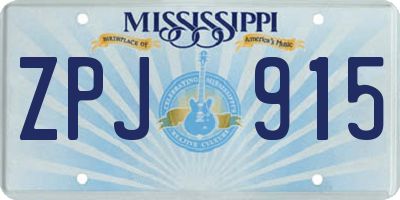 MS license plate ZPJ915
