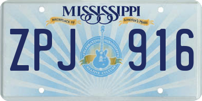 MS license plate ZPJ916