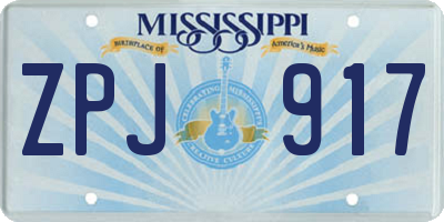 MS license plate ZPJ917