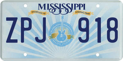 MS license plate ZPJ918