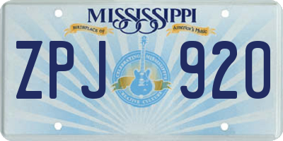 MS license plate ZPJ920