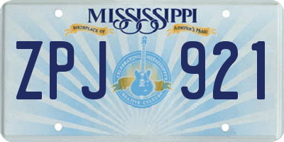 MS license plate ZPJ921