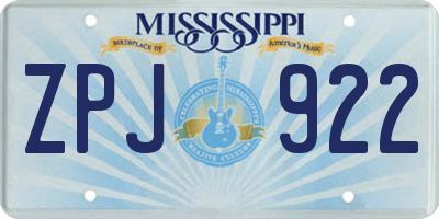 MS license plate ZPJ922