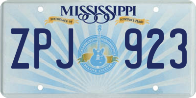MS license plate ZPJ923