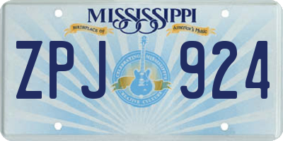 MS license plate ZPJ924