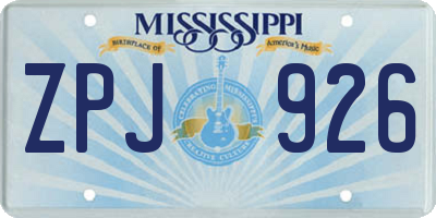 MS license plate ZPJ926