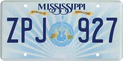 MS license plate ZPJ927