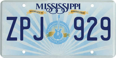 MS license plate ZPJ929
